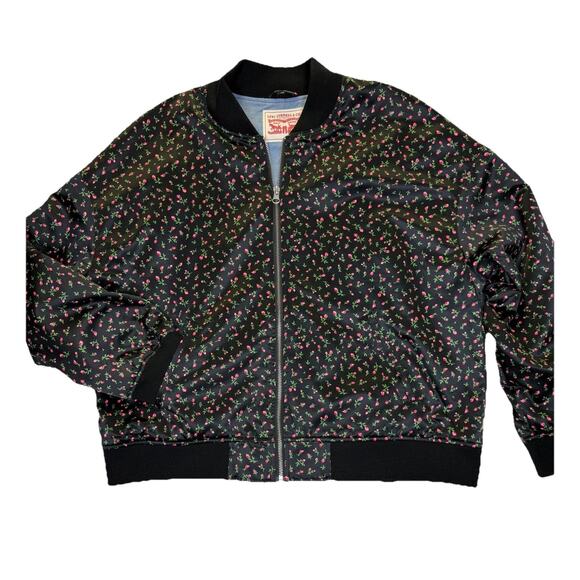 Levi's Jackets & Blazers - Levi’s Women’s Bomber Jacket Sz L Satin Rosebud Black Pink Chambray Lining